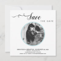 *~* PHOTO Simple Bleu Aqua Faire-Part de Mariage