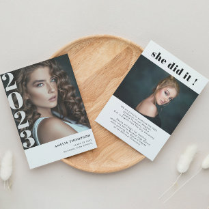 Photo simple Elle l'a fait Faire-part de diplôme