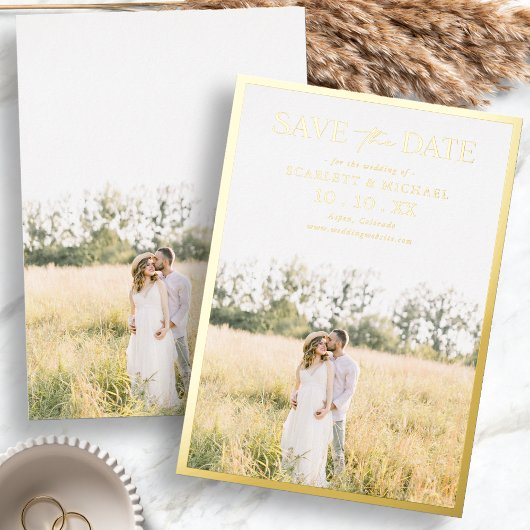 Photo Simple Enregistrer La Date Foil Invitation