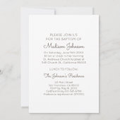 Photo simple et moderne Baptême Party Invitation (Dos)