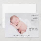 Photo simple Faire-part de naissance bébé (Devant / Derrière)