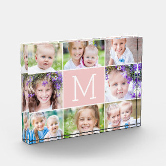 Photo Simple Monogramme ÉDITABLE COULEUR Acrylique Bloc 