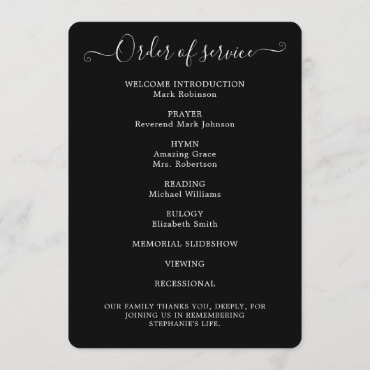 Photo Simple Ordre de service Programme noir (Dos)