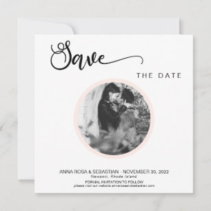 *~* PHOTO Simple Peach Boho Weddenschap Save the D Save The Date