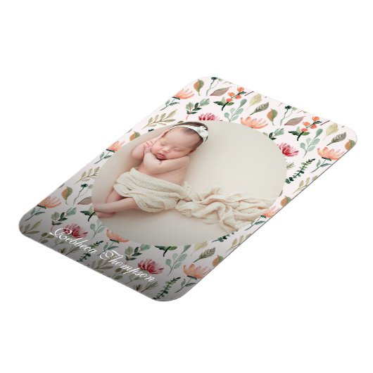 Photo & Simple White Text Unique Modern Keepsake  Magneet (Linkerzijde)