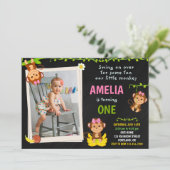 Photo Singe invitation anniversaire Fille 1er anni (Debout devant)