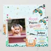 Photo Sirène et Pirate invitation d'anniversaire (Devant / Derrière)