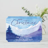 Photo Snowy Mountains Joyeux Noël Carte de vacance (Debout devant)