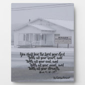 Photo Snowy Rural Church Tabletop Plaque Écriture (Devant)