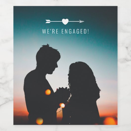 Photo sombre | FAIRE-PART FIANÇAILLES | Étiquette (Étiquettes simples)