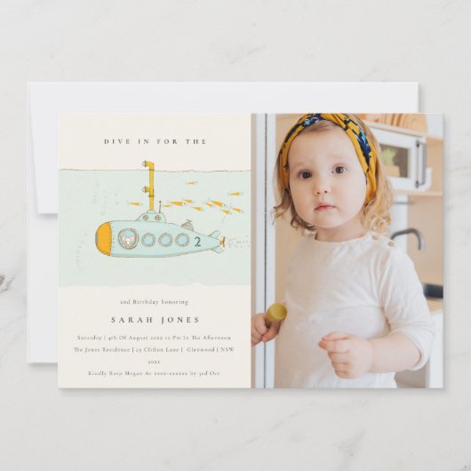 Photo sous-marine à tout âge Invitation d'annivers (Devant)