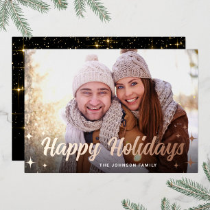PHOTO Sparkle Merry-Roos met kerstcadeaus Gold Folie Feestdagenkaart