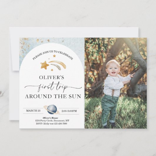 Photo spatiale Invitation d'anniversaire | Premier (Devant)
