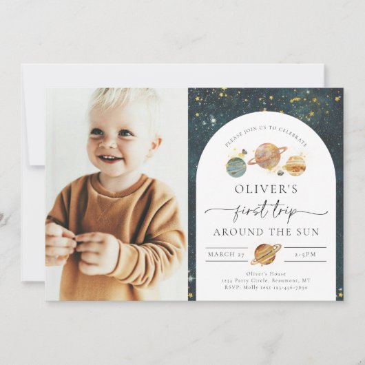Photo spatiale Invitation d'anniversaire | Premier (Devant)