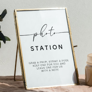 Photo Station Minimalistische bruiloft gastenboek Poster