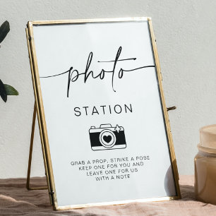 Photo Station Minimalistische bruiloft gastenboek Poster