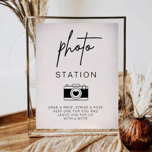 Photo Station Minimalistische bruiloft gastenboek Poster