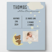 Photo Statistiques de naissance Bébé Ours Douche Plaque (Devant)