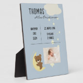 Photo Statistiques de naissance Bébé Ours Douche Plaque (Côté)