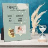 Photo Statistiques de naissance Bébé Ours Douche Plaque (Côté)