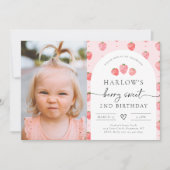 Photo Strawberry Invitation d'anniversaire | frais (Devant)