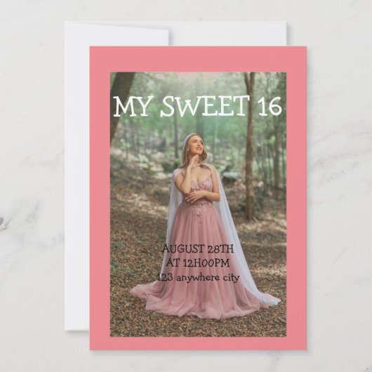 PHOTO SWEET 16 ANNIVERSAIRE INVITATION (Devant)