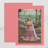 PHOTO SWEET 16 ANNIVERSAIRE INVITATION (Devant / Derrière)