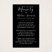 Photo Sympathy Funeral Memorial Black Prayer Carte (Dos)