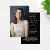 Photo Sympathy Funeral Memorial Black Prayer Carte (Bureau)