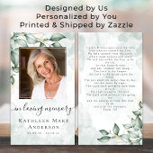 Photo Sympathy Funeral Memorial Prayer Card