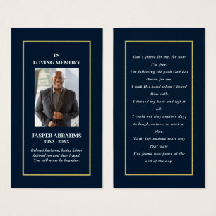 Photo Sympathy Funeral Memorial Prayer Cartes