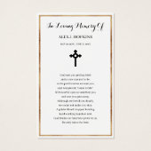 Photo Sympathy Funeral Memorial Prayer Cartes (Dos)