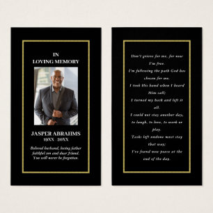 Photo Sympathy Funeral Memorial Prayer Cartes