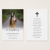 Photo Sympathy Funeral Memorial Prayer Cartes
