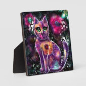 Photo Tabletop Plaque Whimsical Abstrait Floral Chat (Recto)