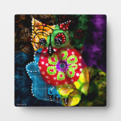 Photo Tabletop Plaque Whimsical Abstrait Owl Folk Art (Devant)