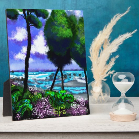 Photo Tabletop Plaque Whimsical Beach Paysage Art (Côté)