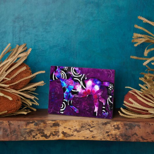 Photo Tablette Plaque Whimsical Cheval Abstrait Art Bleu (Côté)