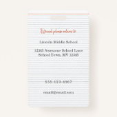 Photo Teacher ID Badge school, me without mask (Dos)