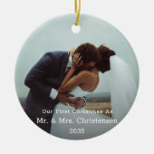Photo Template Our First Christmas Married Merry  Keramisch Ornament (Voorkant)