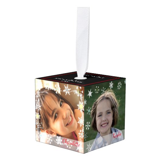 Photo Template Winter Theme Kubus Ornament (Voorkant hoekig)