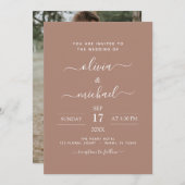 Photo Terracotta Boho Mariage Simple Invitation (Devant / Derrière)