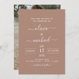 Photo Terracotta Boho Mariage Simple Invitation