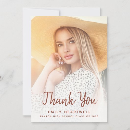 Photo Terracotta Script Grad Carte de remerciement (Devant)