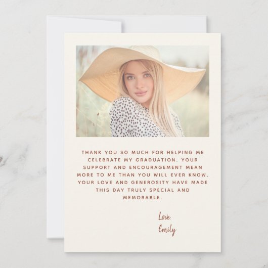 Photo Terracotta Script Grad Carte de remerciement (Dos)