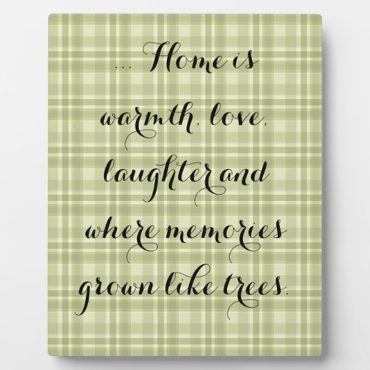 Photo Terrain vert Plaid, Plaque "Home" (Devant)
