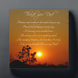 Photo "Thank You, papa" Poem Poem Poem Plaque<br><div class="desc">Lovely tree and sunset with poem thanking Dad for everything. Great for Father's Day ou birthday. Photographe original par Cherie Haines. Original poem par Cherie Haines.</div>
