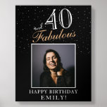 Photo Tile Acrylique 40 et Fabulous Black 40th Birthday Photo<br><div class="desc">40 et Fabuleux Black 40th Birthday Photo Acrylique Carreau. Idéal pour la fête du 40ème anniversaire avec une photo personnalisée, une citation inspirante et drôle 40 et fabuleux et texte dans un script tendance avec un nom. L'arrière - plan est noir et le texte est blanc. Personnalisez-le avec votre photo,...</div>