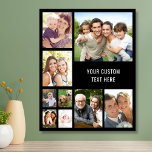 Photo Tile Acrylique Collage photo personnalisé 9 Mur noir<br><div class="desc">Un collage photo personnalisé noir mur photo tuile avec 9 photos de famille,  animaux de compagnie,  souvenirs,  événements,  votre photographie,  etc et une ou deux lignes de texte dans une simple typographie blanche. Les couleurs de l'arrière - plan et du texte peuvent être modifiées en modifiant l'outil de conception.</div>