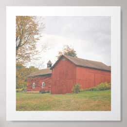 Photo Tile Acrylique Grande grange rouge de Western Mass en automne